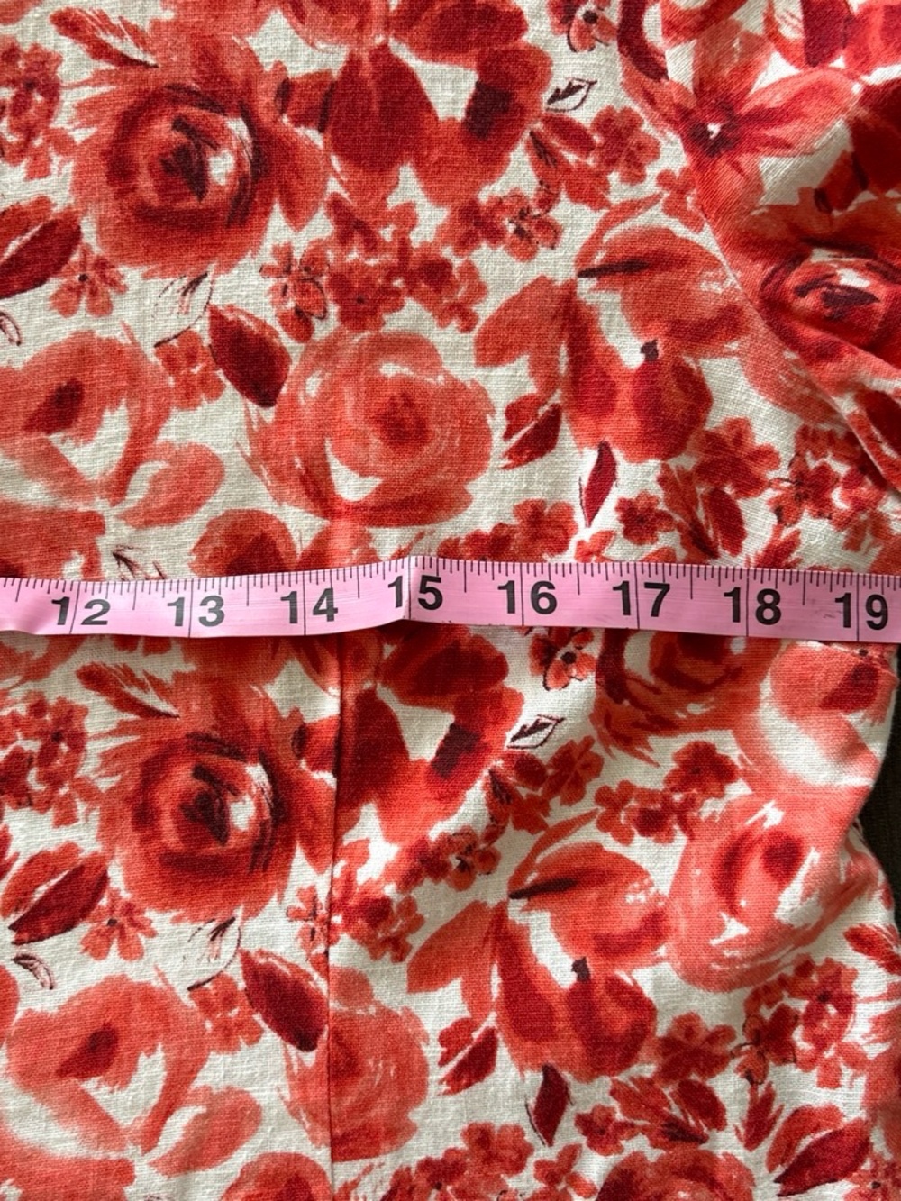 Christopher & Banks Red Floral Button-Front linen blend Blouse. M - Picture 5 of 8